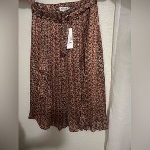 Molly Bracken Brown Patterned A-Line Skirt